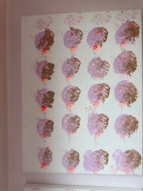 Abstract Dot Pattern Canvas Painting in Lavender and Brown - Unbranded